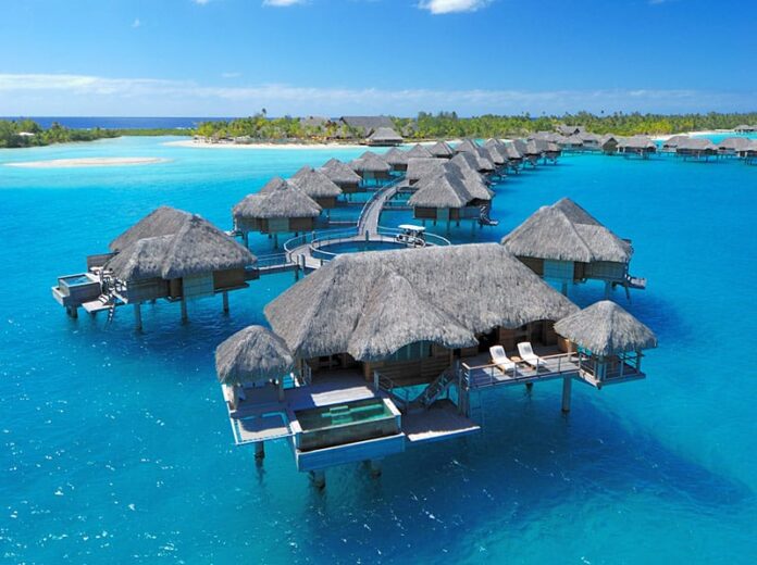 Four Seasons Resort Bora Bora overwater bungalow suite with plunge pool.