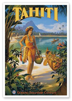 Vintage Tahiti Travel Poster - Island Travel Guide