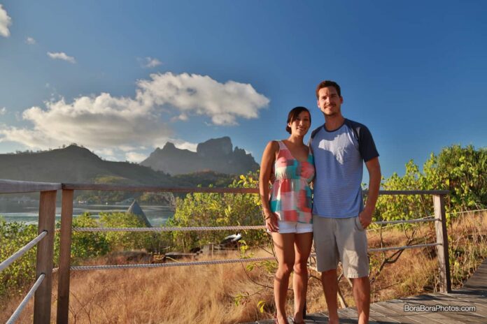At the top of the Sofitel Private Island with Mount Otemanu in the background.