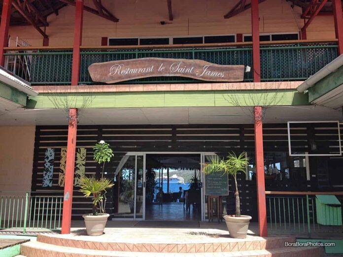 Front entry to Le Saint James Bora Bora restaurant.