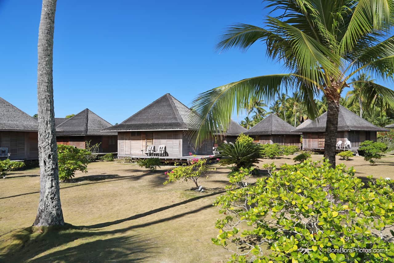Typical Hotel Matira bungalows on the beach.