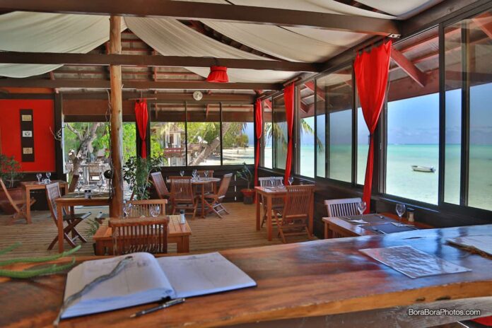 Inside view of the Matira Beach restaurant.