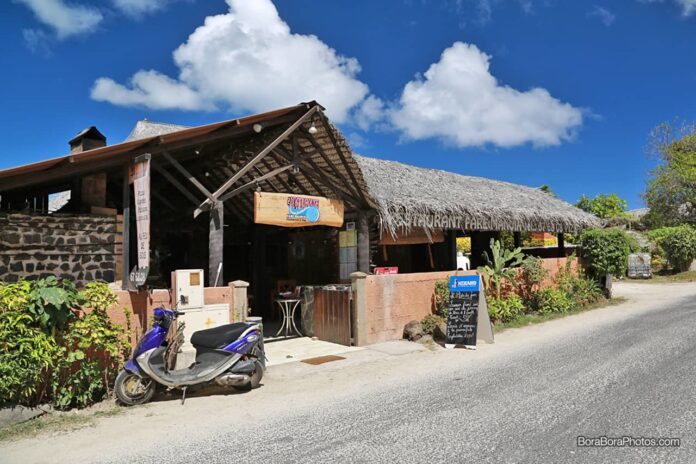 Front entrance to the Fare Manuia Restaurant in Bora Bora.