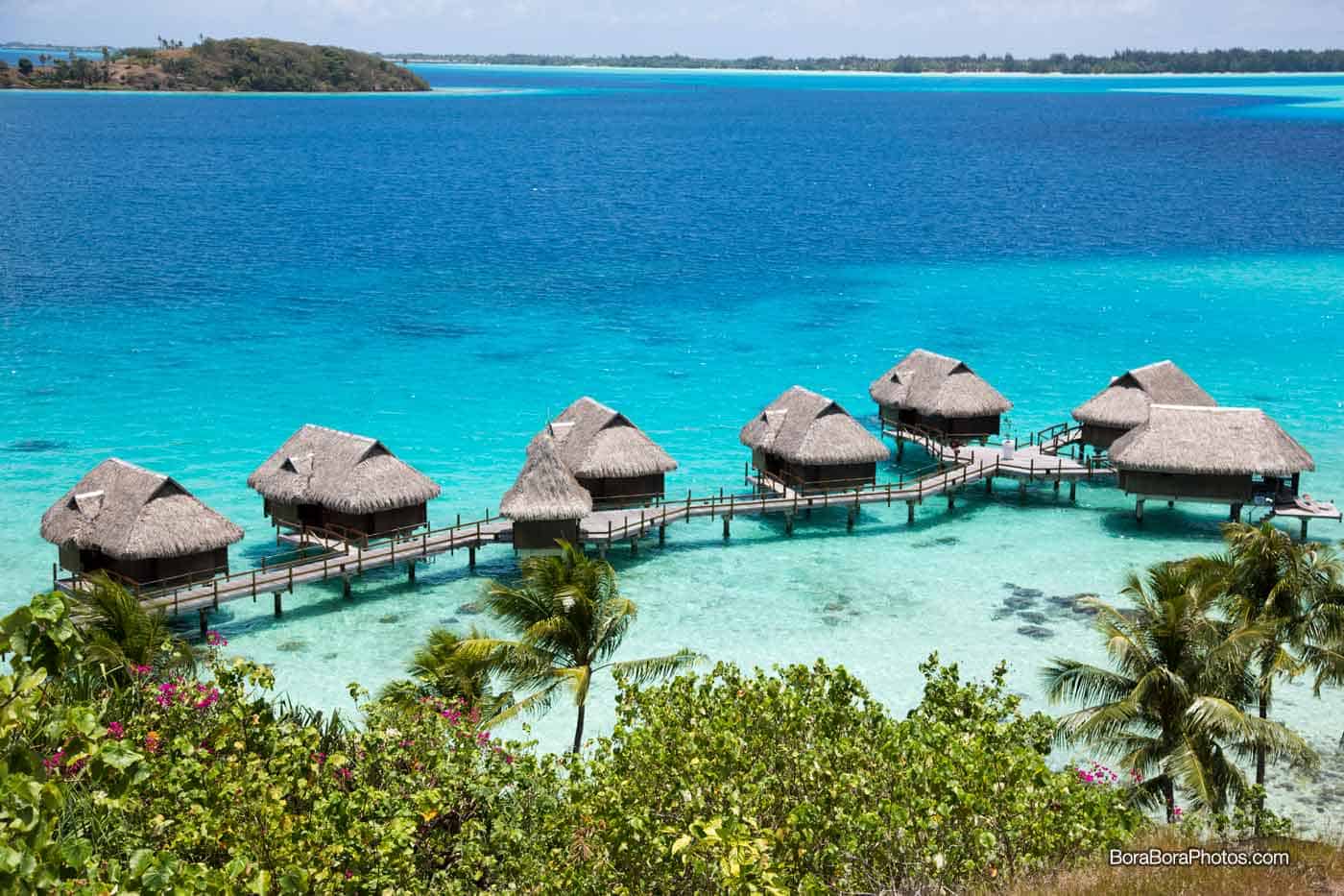 Overwater bungalows at the Sofitel private island resort